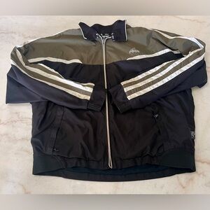 VINTAGE 90s ADIDAS GOLF BLACK AND GRAY FULL ZIP GOLF JACKET SIZE XL TALL